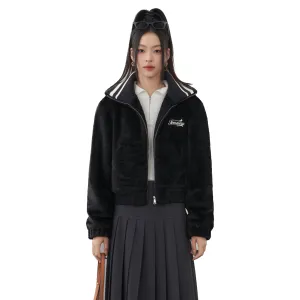 Black Fake Fur Short Jacket