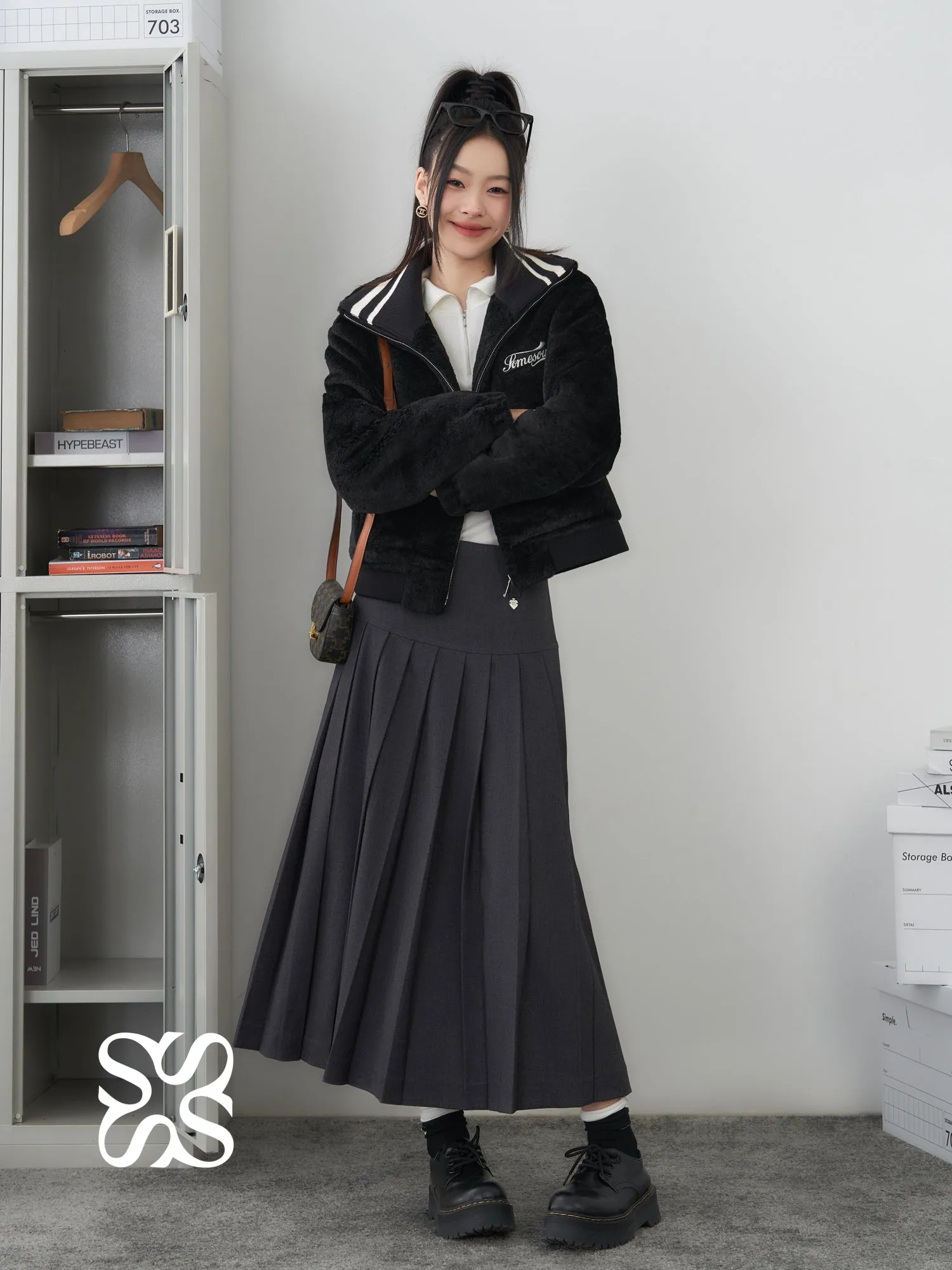 Black Fake Fur Short Jacket