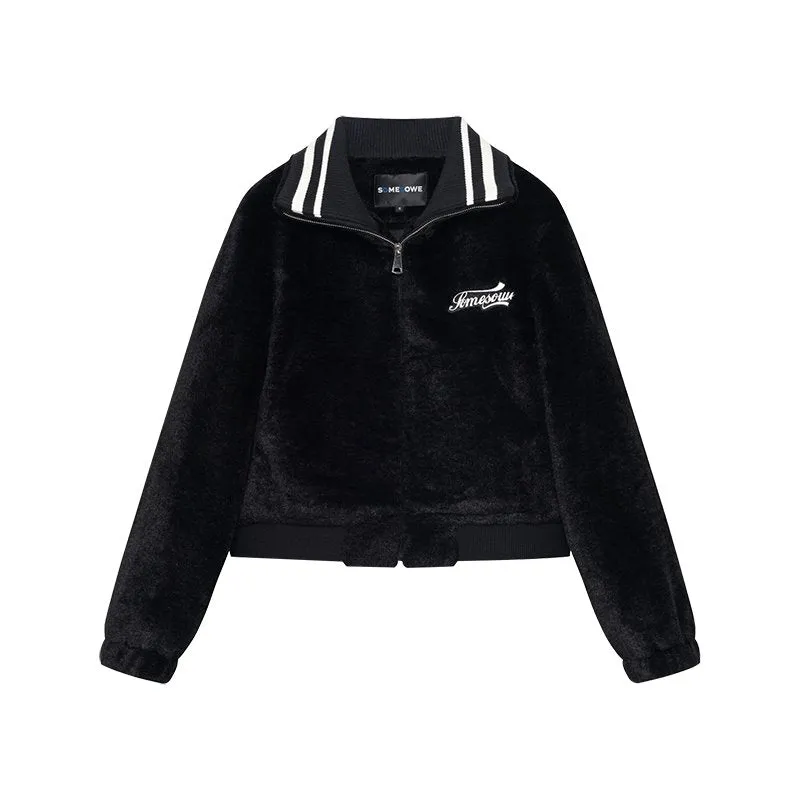 Black Fake Fur Short Jacket