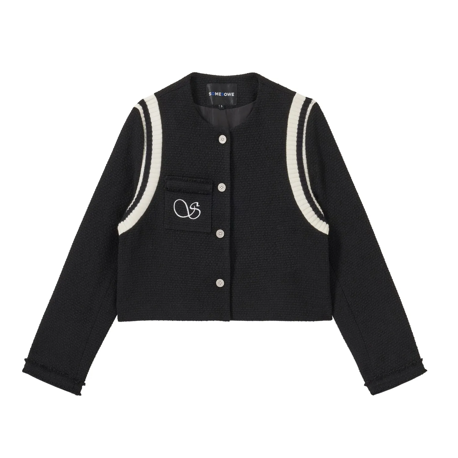 Black Logo Stitched Coat