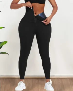 Blue Neoprene Tummy Control Leggings