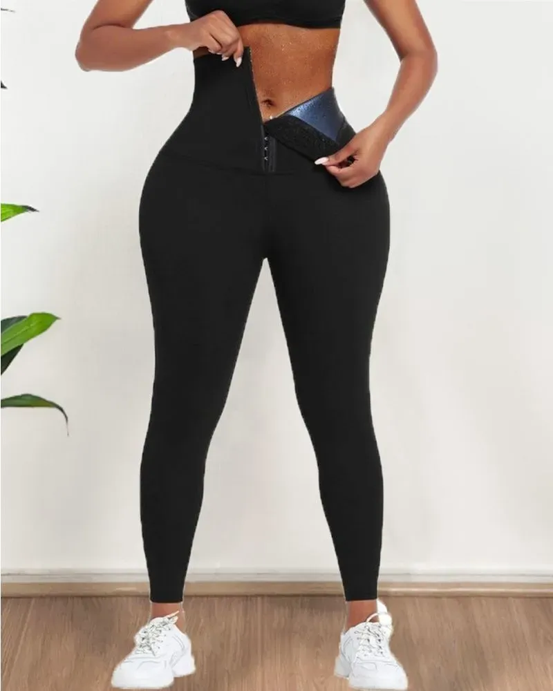 Blue Neoprene Tummy Control Leggings
