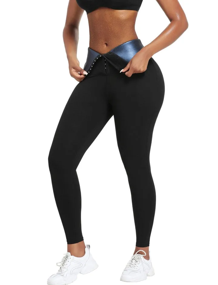 Blue Neoprene Tummy Control Leggings