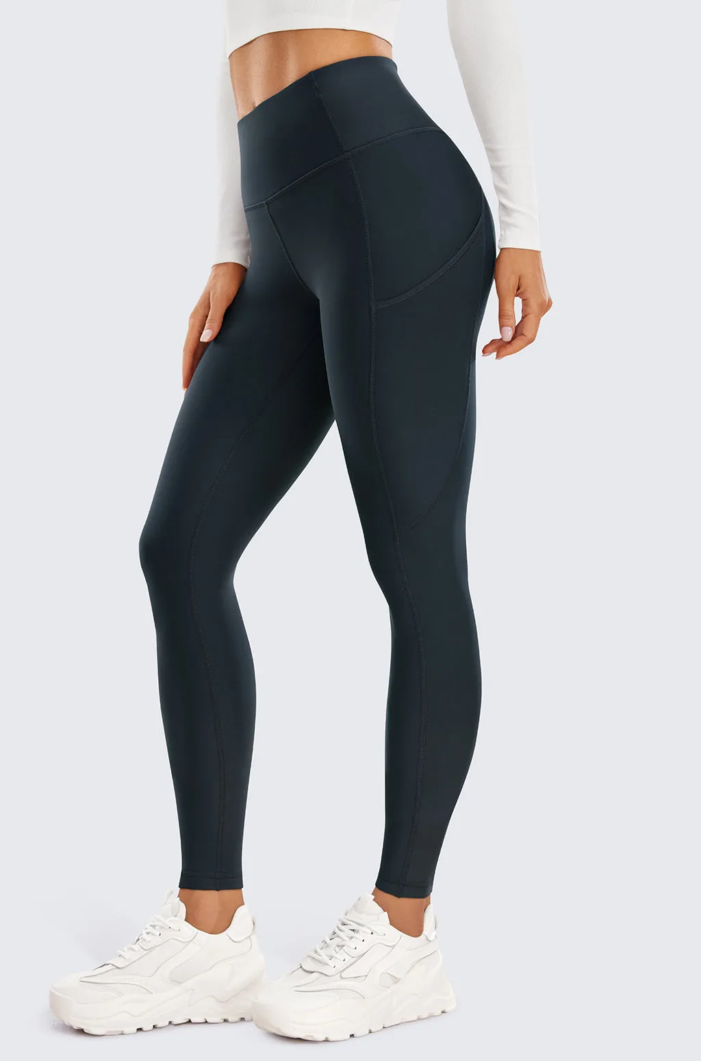 Fleece Lined Leggings with Pockets 28"