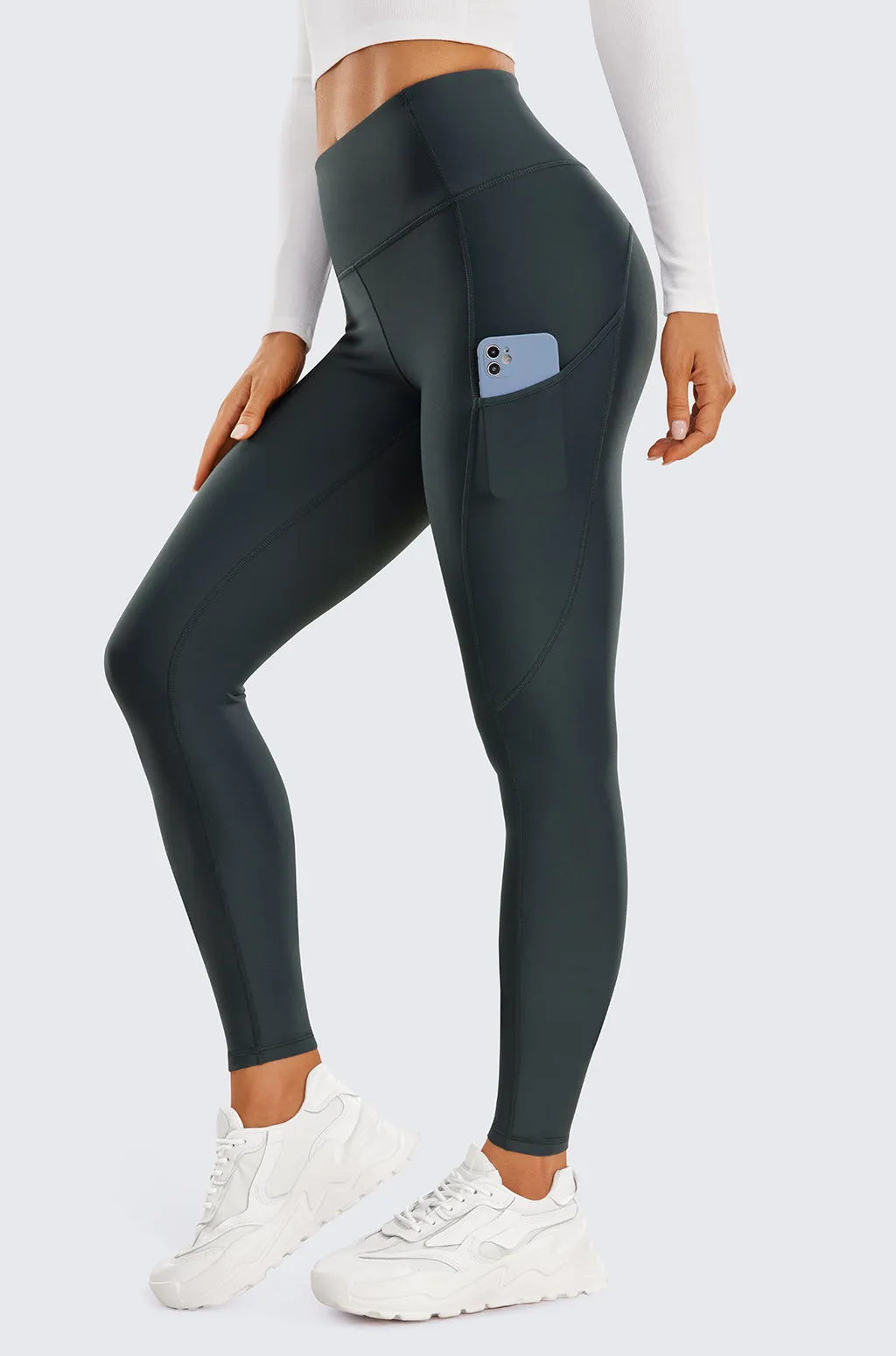 Fleece Lined Leggings with Pockets 28"