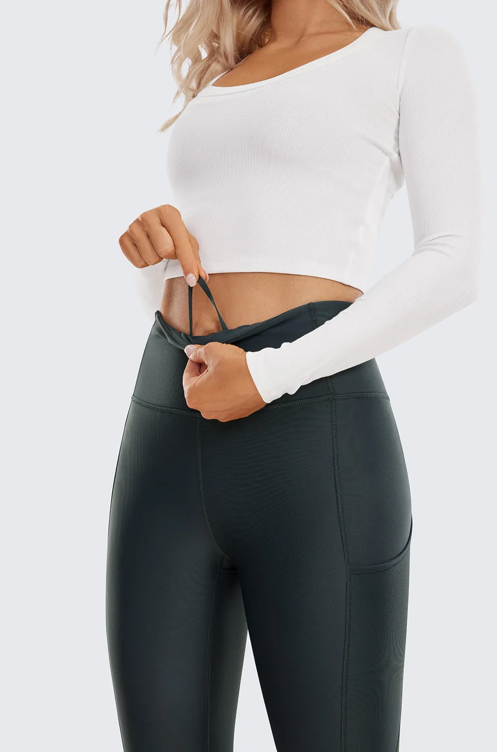 Fleece Lined Leggings with Pockets 28"