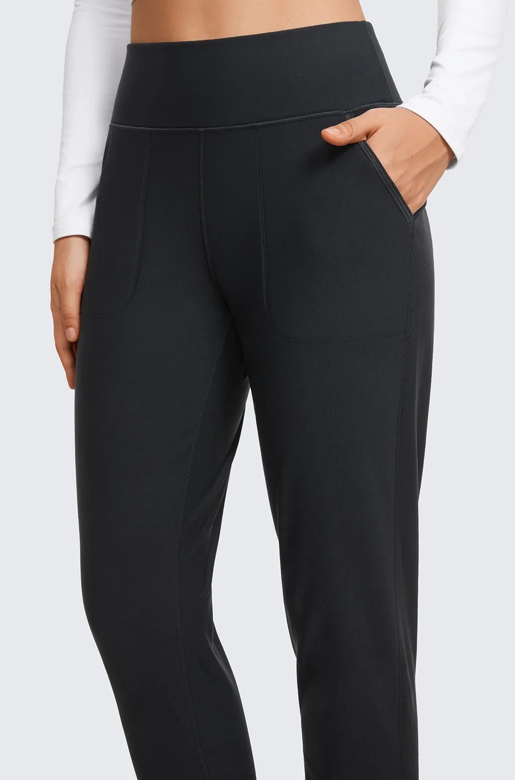 Fleece Lined Pockets Joggers 27.5"
