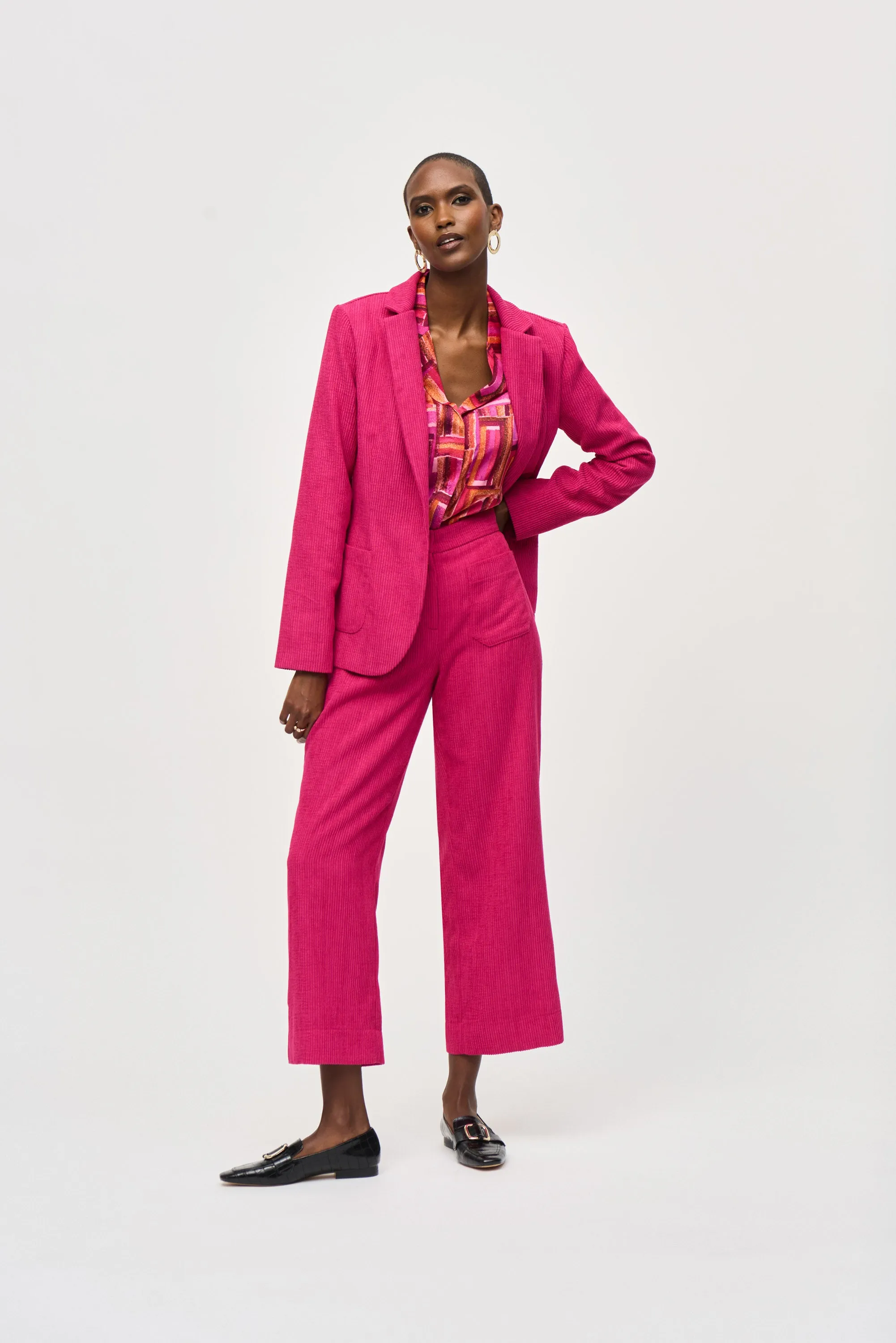 Joseph Ribkoff Pink Punch Fitted Corduroy Blazer Jacket 243218