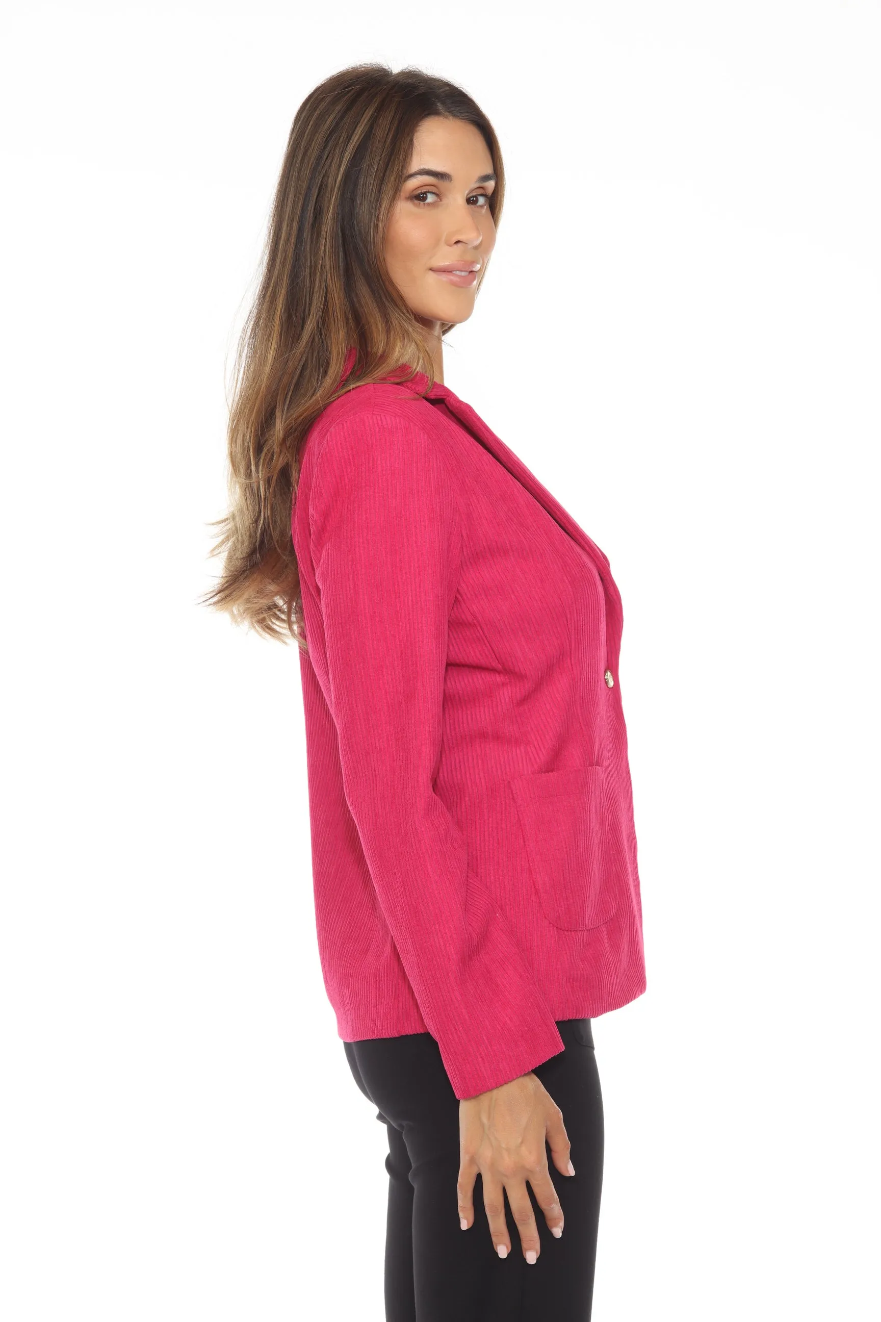 Joseph Ribkoff Pink Punch Fitted Corduroy Blazer Jacket 243218