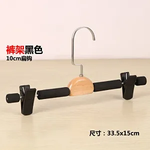 Kexinfan Hanger Home Premium Sponge Wood Hanger Men Women Clothing Store Wardrobe Hanger Pants Clip Seamless Non-Slip Clothes Holder, 10Pcs, Black Pants Flat Hook