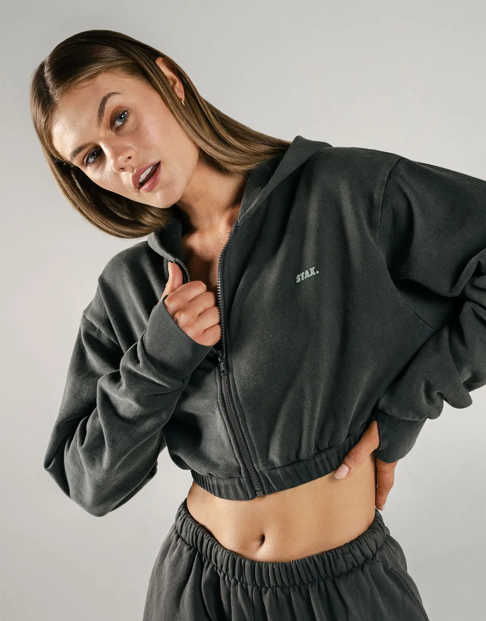 W23 Cropped Hoodie - Ash