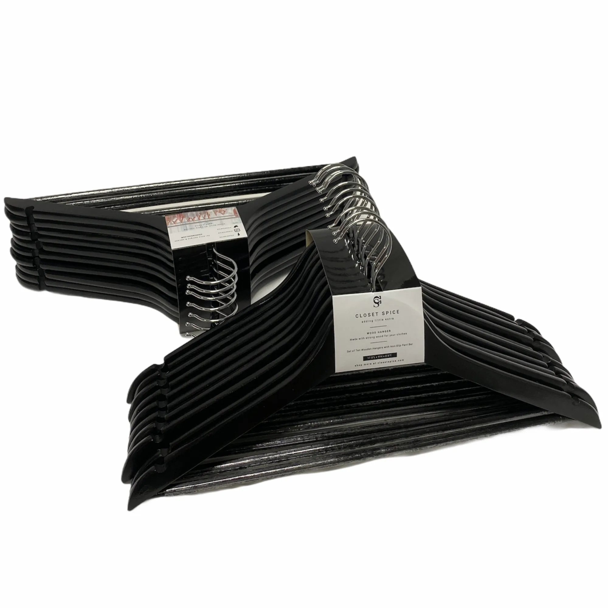 Wood Hangers - Set of 40 (Black)