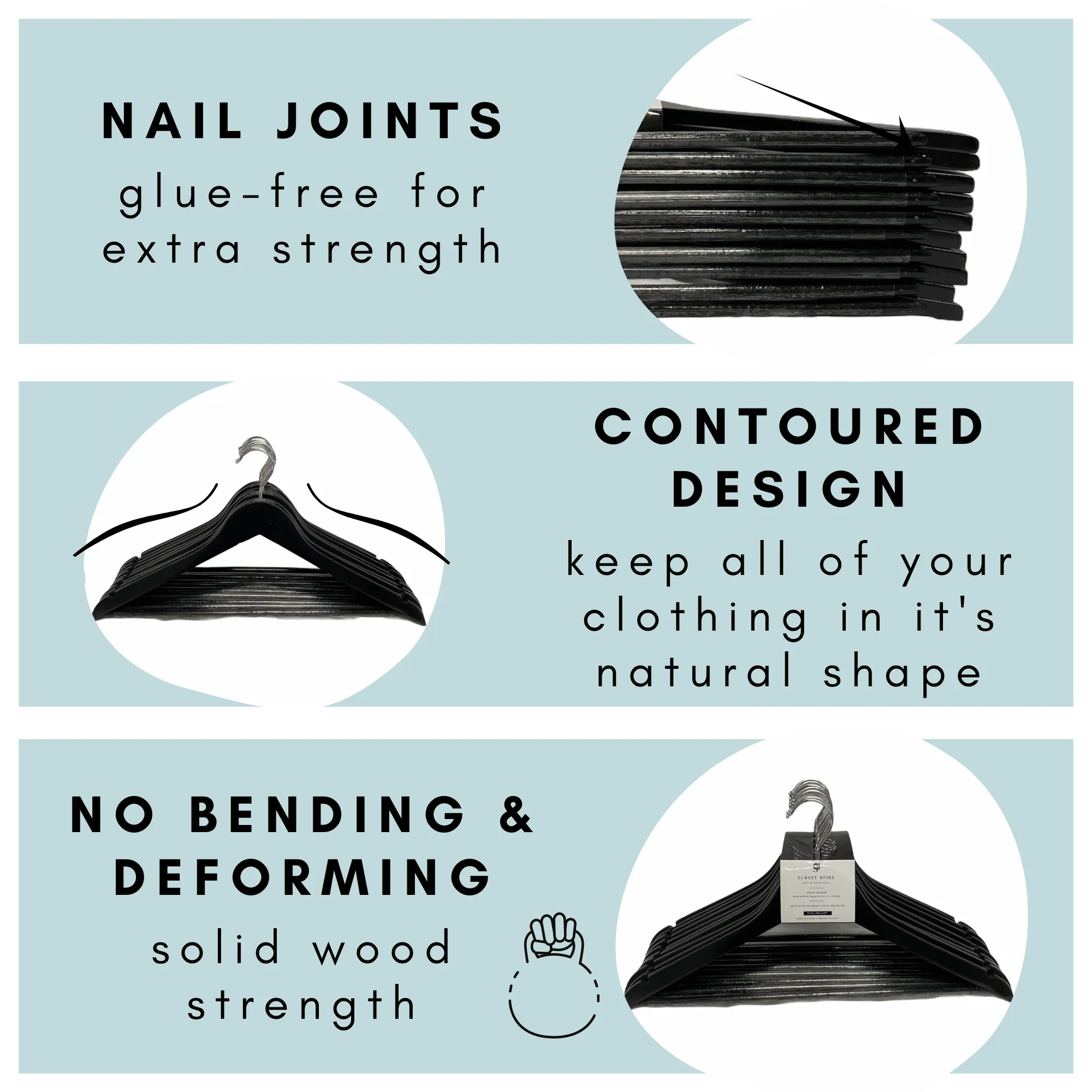 Wood Hangers - Set of 40 (Black)