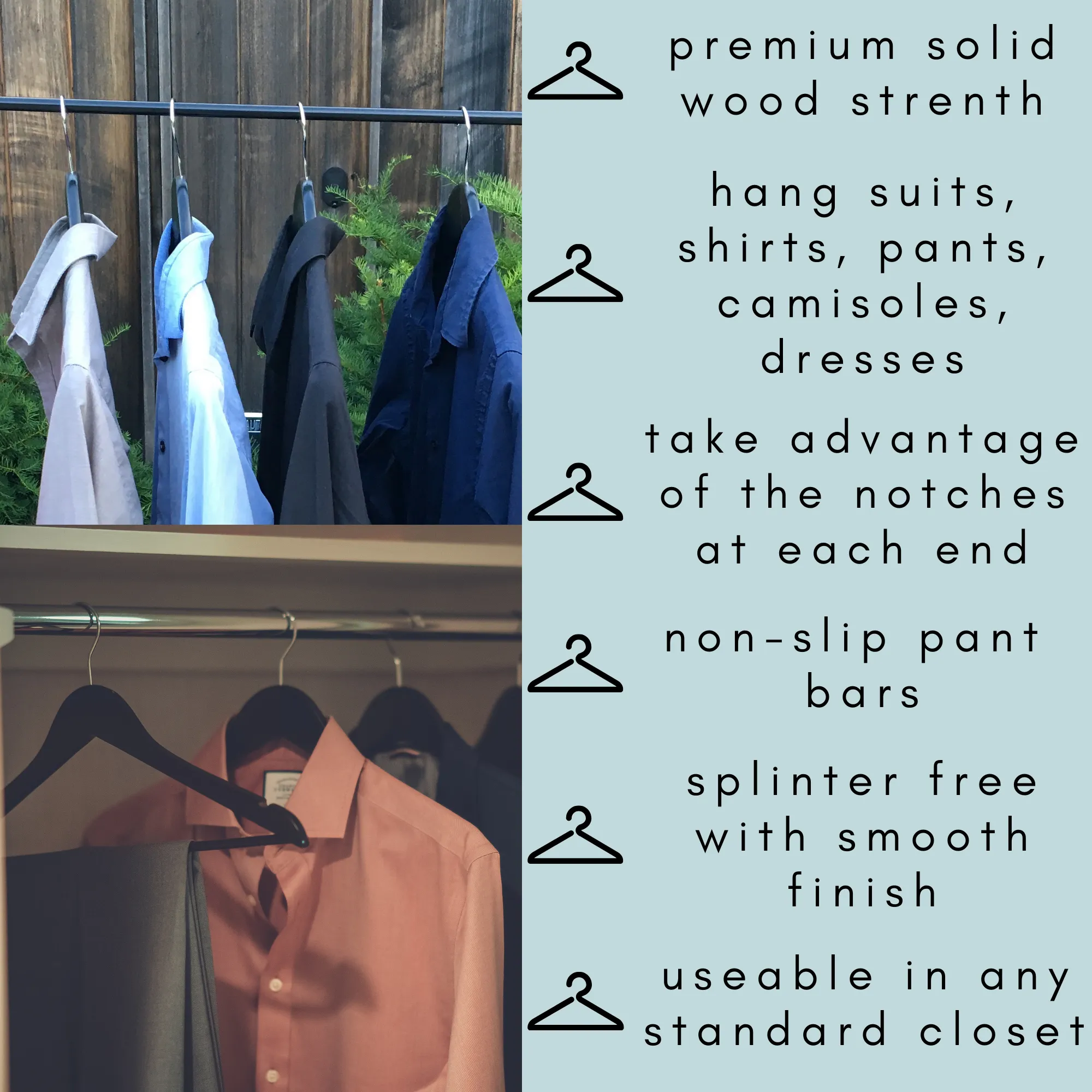 Wood Hangers - Set of 40 (Black)