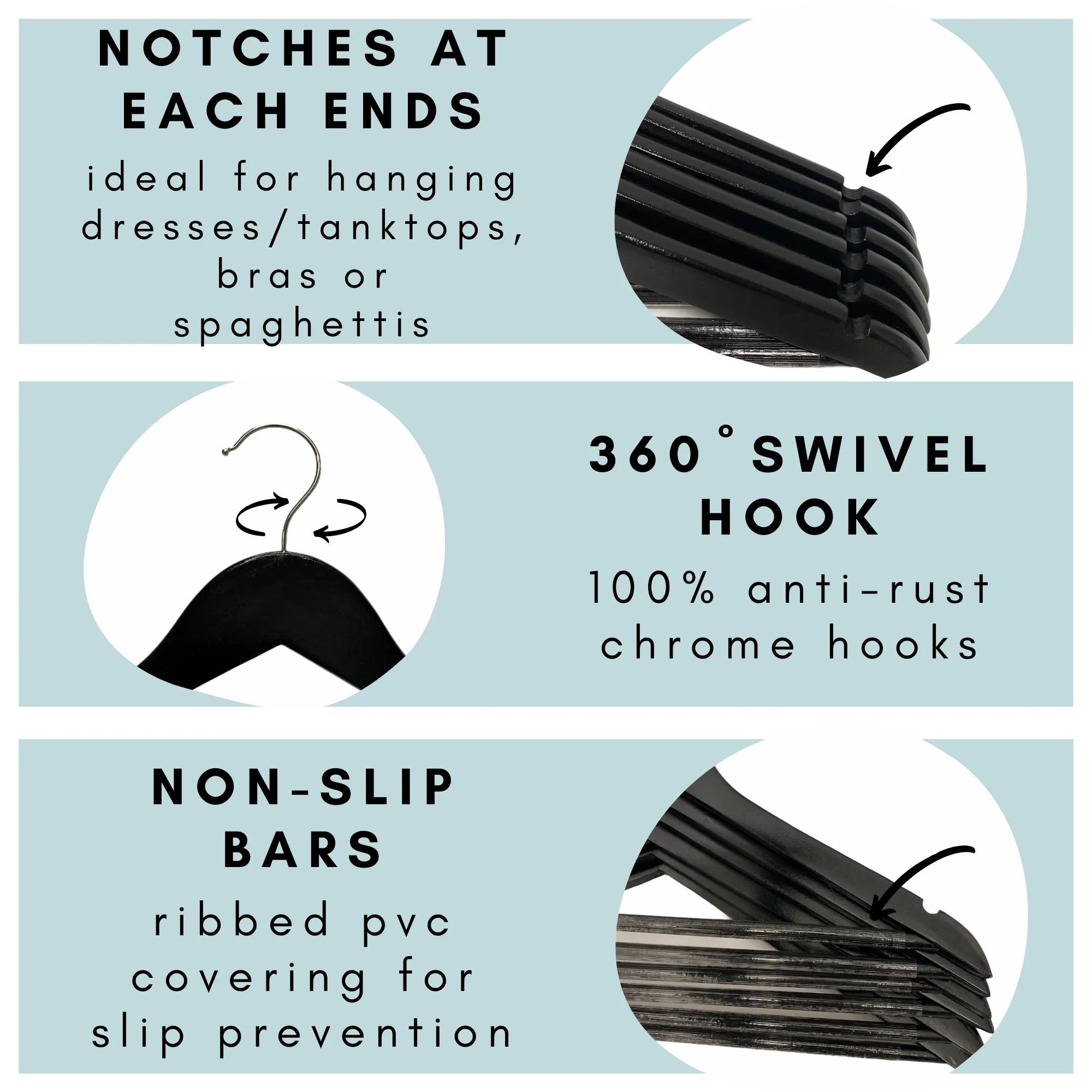 Wood Hangers - Set of 40 (Black)